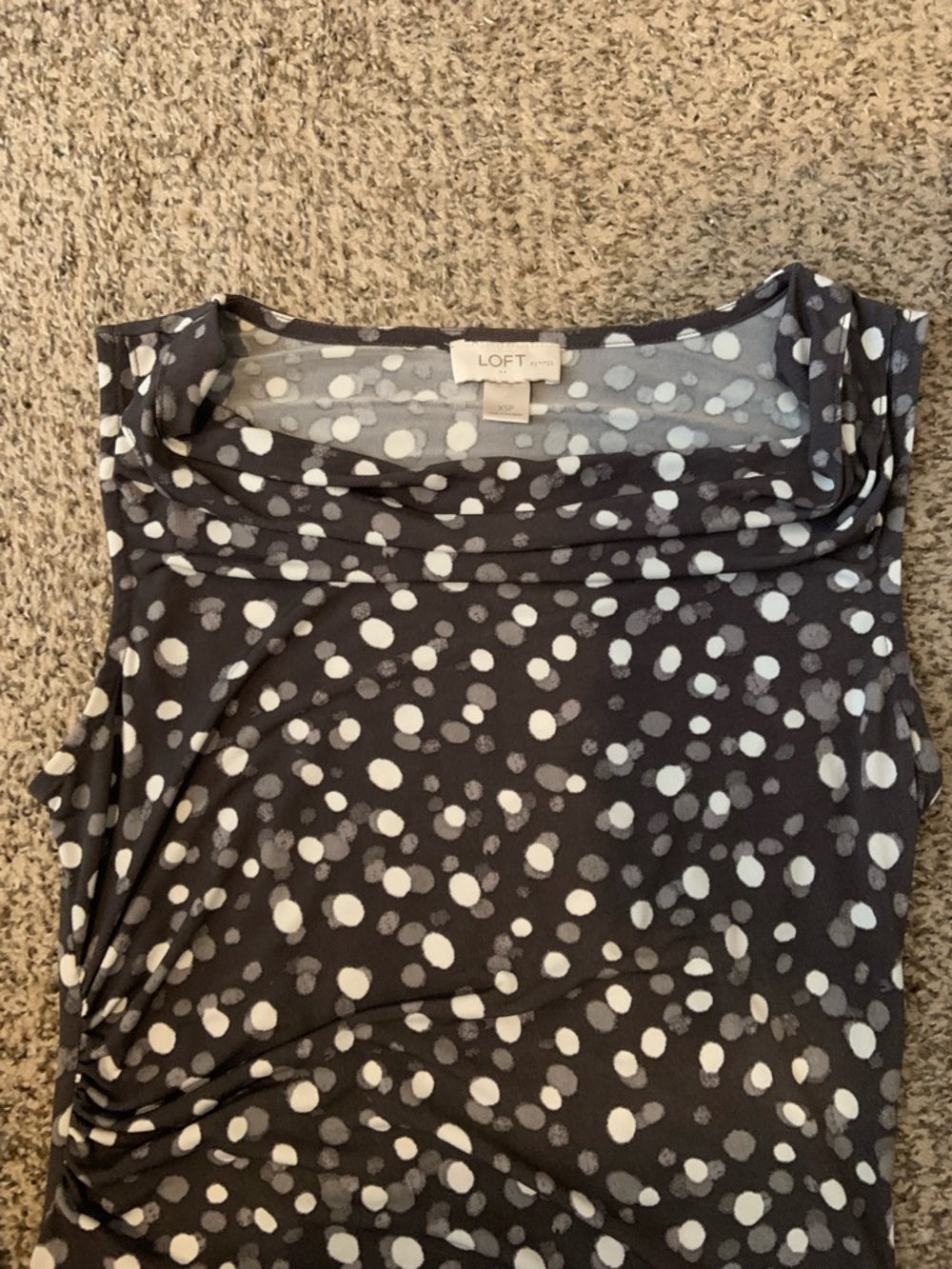 90s Black and White Polka Dot Sleeveless Cowl Neck Tank 90s Y2k